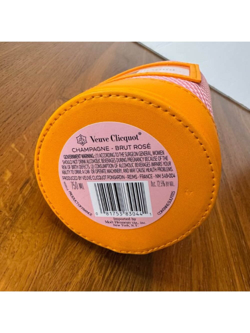 VEUVE CLICQUOT Pink Champagne Bottle Ice Jacket Orange Insulated Bottle Bag NEW - Picture 5 of 7